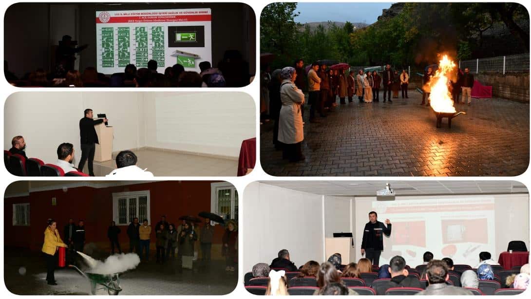 Çatak'ta Öğretmenlere Yangın Eğitimi ve Tatbikatı