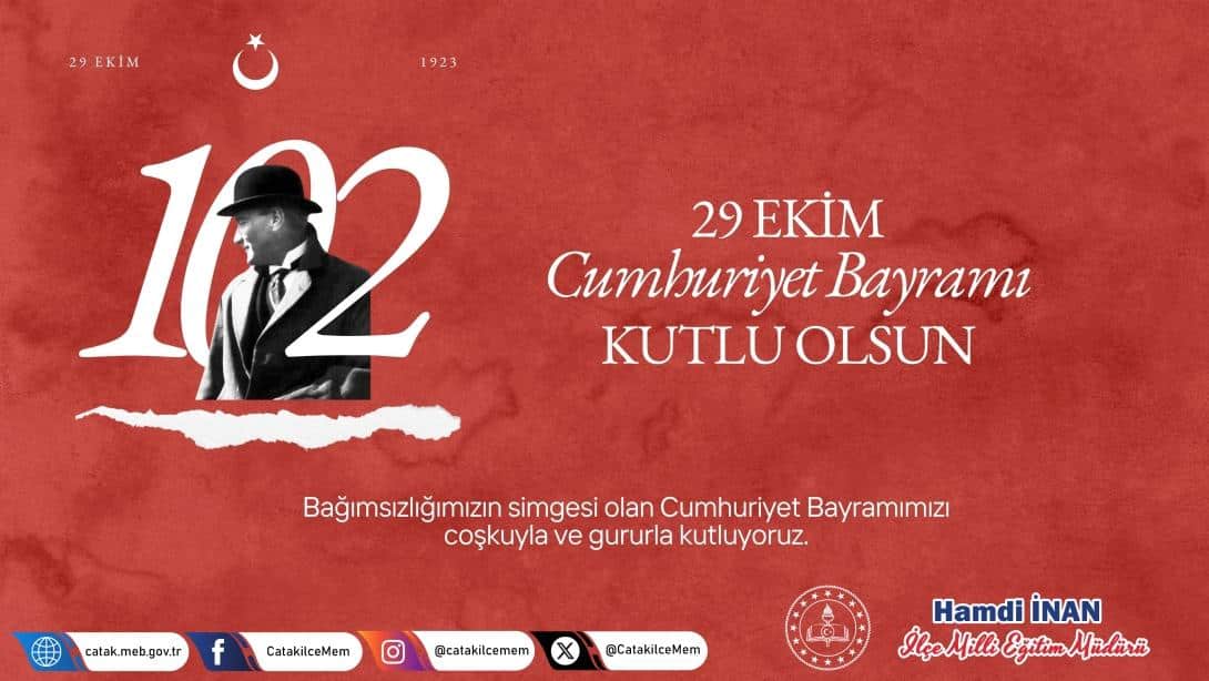 İlçe Millî Eğitim Müdürümüzün 29 Ekim Cumhuriyet Bayramı Mesajı